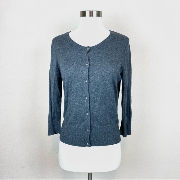 Express Grey Cardigan Rhinestone Button Sweater - Picture 1 of 8